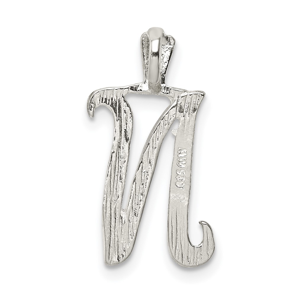 Sterling Silver Polished & Textured Letter N Initial Chain Slide (QC8459N)