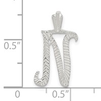 Sterling Silver Polished & Textured Letter N Initial Chain Slide view 4