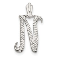 Sterling Silver Polished & Textured Letter N Initial Chain Slide view 1