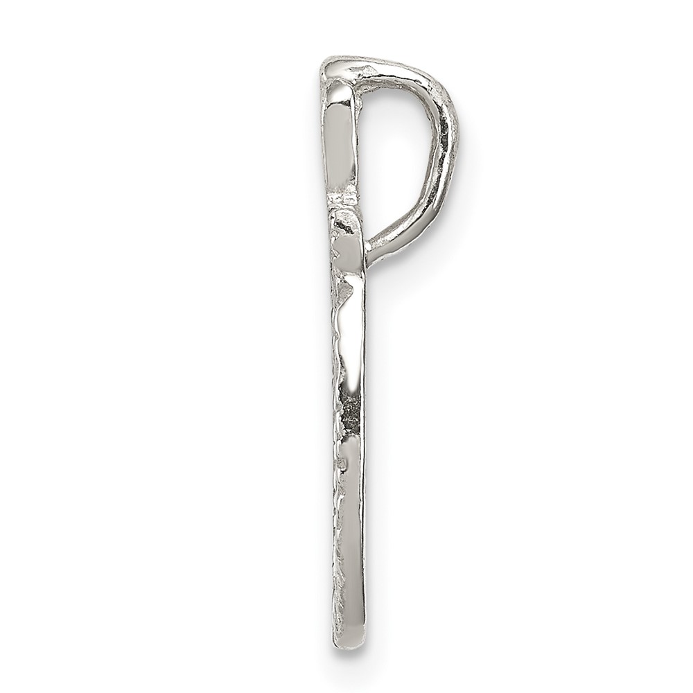 Sterling Silver Polished & Textured Letter O Initial Chain Slide (QC8459O)