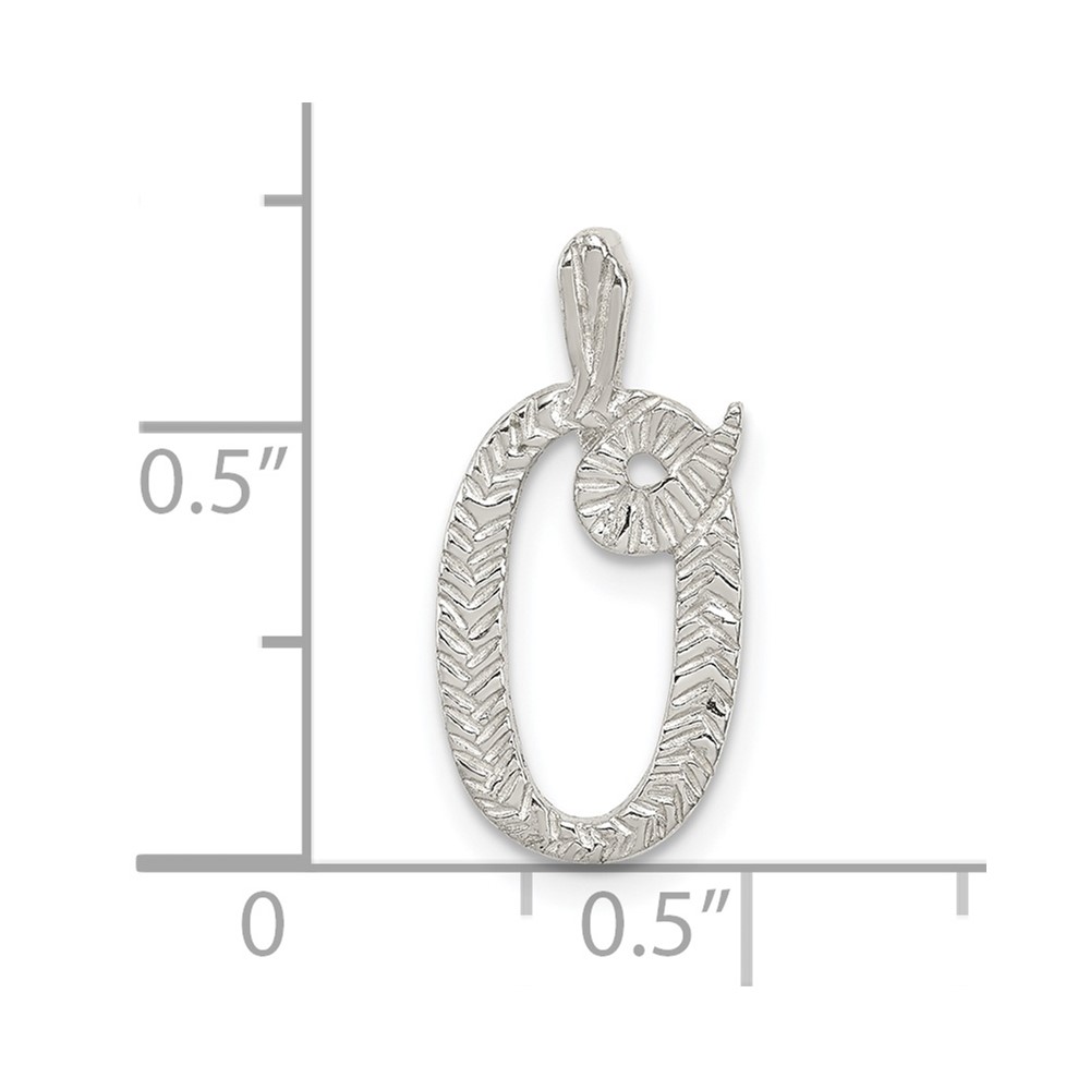 Sterling Silver Polished & Textured Letter O Initial Chain Slide (QC8459O)