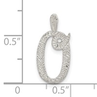 Sterling Silver Polished & Textured Letter O Initial Chain Slide view 4