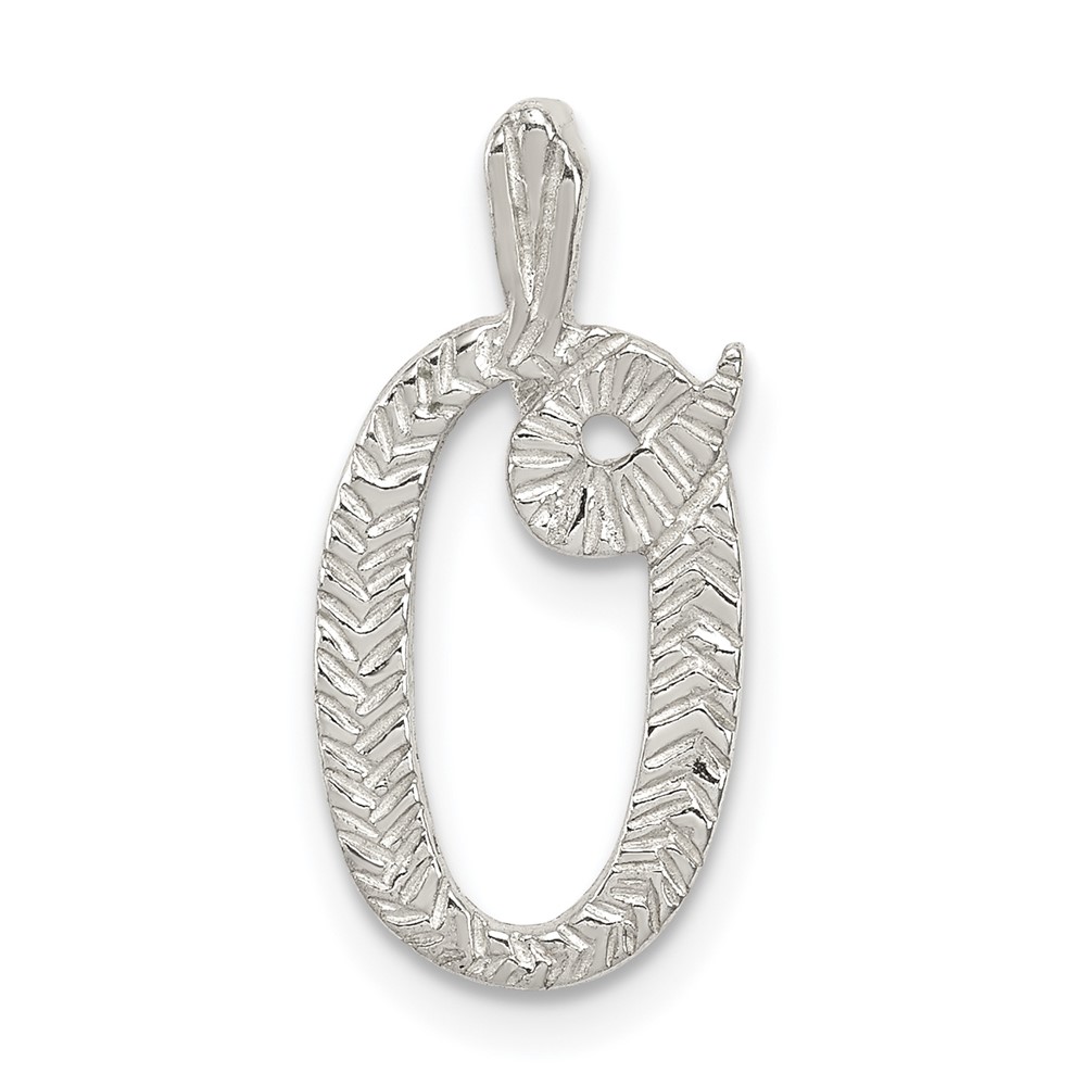 Sterling Silver Polished & Textured Letter O Initial Chain Slide (QC8459O)