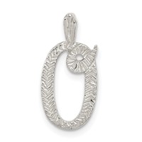 Sterling Silver Polished & Textured Letter O Initial Chain Slide view 1