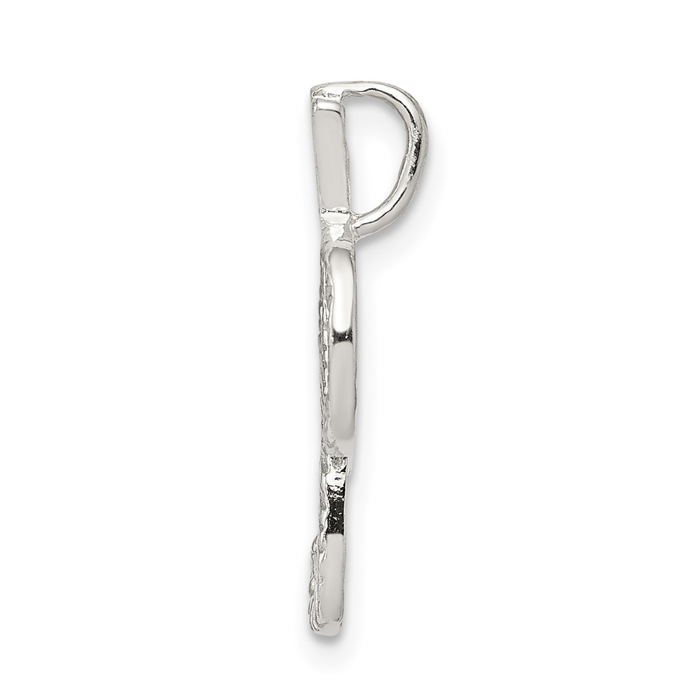 Sterling Silver Polished & Textured Letter P Initial Chain Slide (QC8459P)