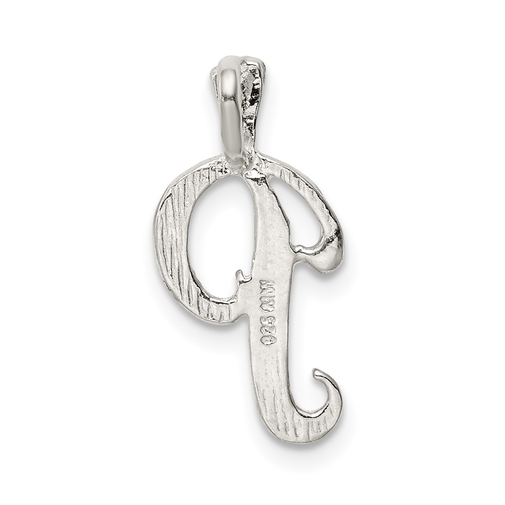 Sterling Silver Polished & Textured Letter P Initial Chain Slide (QC8459P)
