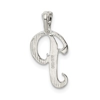 Sterling Silver Polished & Textured Letter P Initial Chain Slide view 3
