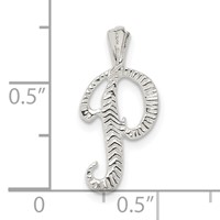 Sterling Silver Polished & Textured Letter P Initial Chain Slide view 4