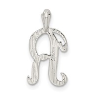 Sterling Silver Polished & Textured Letter R Initial Chain Slide view 3