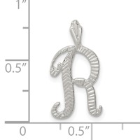 Sterling Silver Polished & Textured Letter R Initial Chain Slide view 4