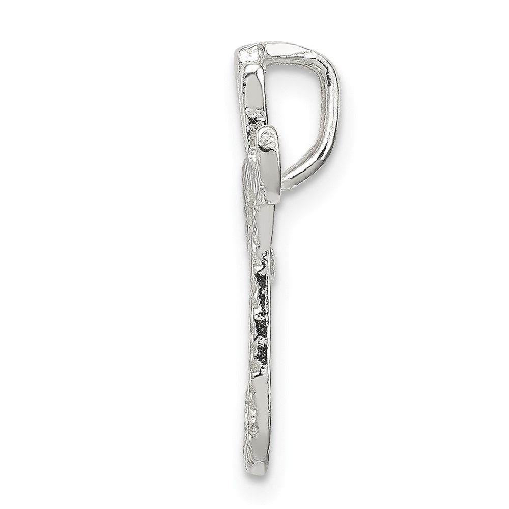 Sterling Silver Polished & Textured Letter T Initial Chain Slide (QC8459T)