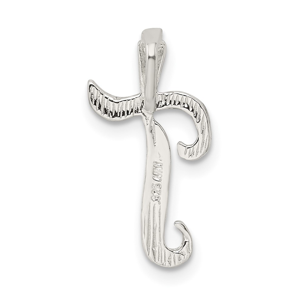 Sterling Silver Polished & Textured Letter T Initial Chain Slide (QC8459T)
