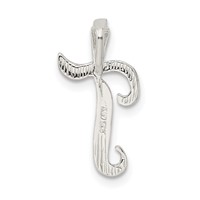 Sterling Silver Polished & Textured Letter T Initial Chain Slide view 3