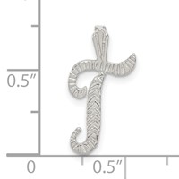 Sterling Silver Polished & Textured Letter T Initial Chain Slide view 4