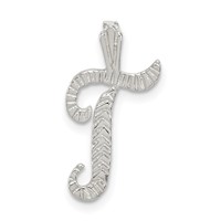 Sterling Silver Polished & Textured Letter T Initial Chain Slide view 1