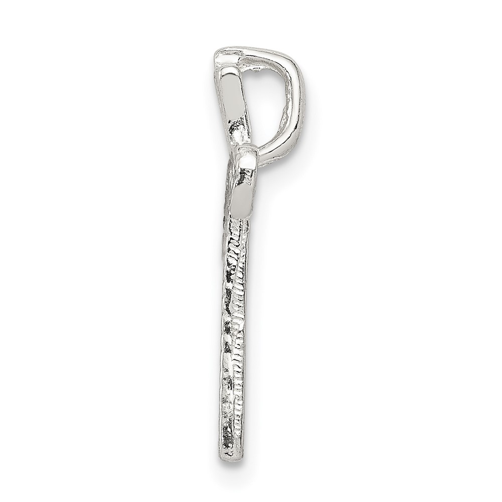 Sterling Silver Polished & Textured Letter V Initial Chain Slide (QC8459V)