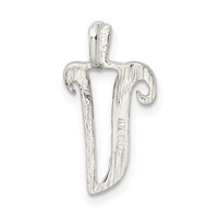 Sterling Silver Polished & Textured Letter V Initial Chain Slide view 3