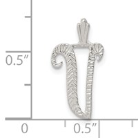 Sterling Silver Polished & Textured Letter V Initial Chain Slide view 4