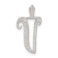 Sterling Silver Polished & Textured Letter V Initial Chain Slide view 1