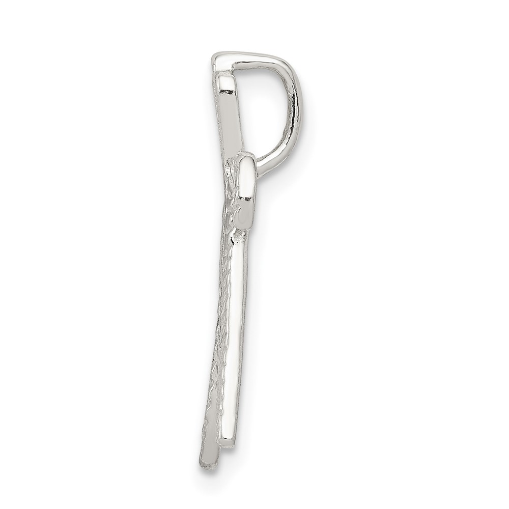 Sterling Silver Polished & Textured Letter W Initial Chain Slide (QC8459W)