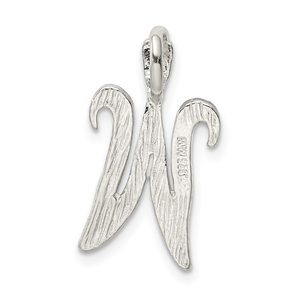 Sterling Silver Polished & Textured Letter W Initial Chain Slide (QC8459W)