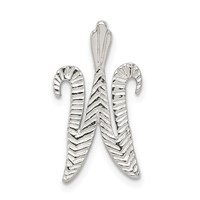 Sterling Silver Polished & Textured Letter W Initial Chain Slide view 1