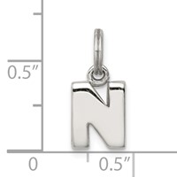 Sterling Silver Letter N Initial Charm view 4