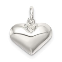 Sterling Silver Polished Puff Heart Charm view 3
