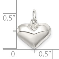 Sterling Silver Polished Puff Heart Charm view 4