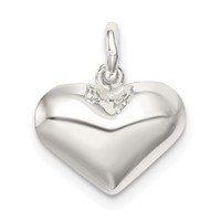 Sterling Silver Polished Puff Heart Charm view 1