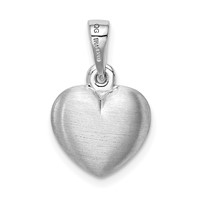 Sterling Silver Rhodium-plated Satin Heart Pendant view 3