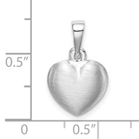 Sterling Silver Rhodium-plated Satin Heart Pendant view 4