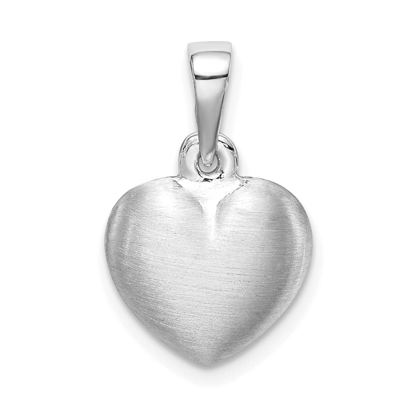 Sterling Silver Rhodium-plated Satin Heart Pendant (QC8463)