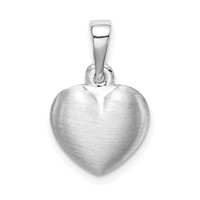Sterling Silver Rhodium-plated Satin Heart Pendant view 1