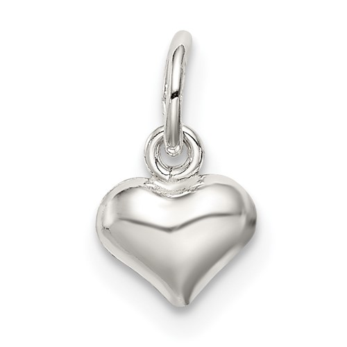 Sterling Silver Polished 6mm Puffed Heart Charm