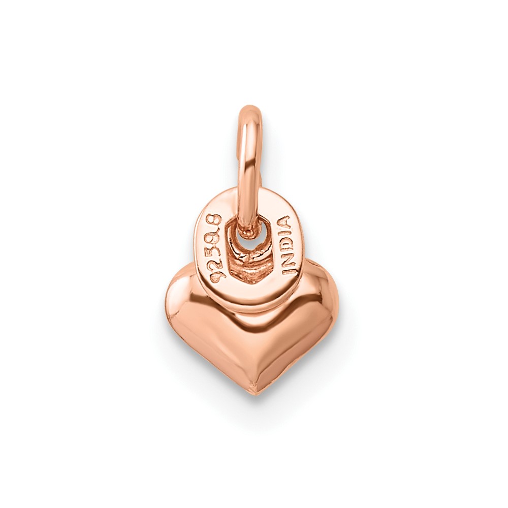Sterling Silver Rose-tone Polished Puffed Heart Pendant (QC8465RP)