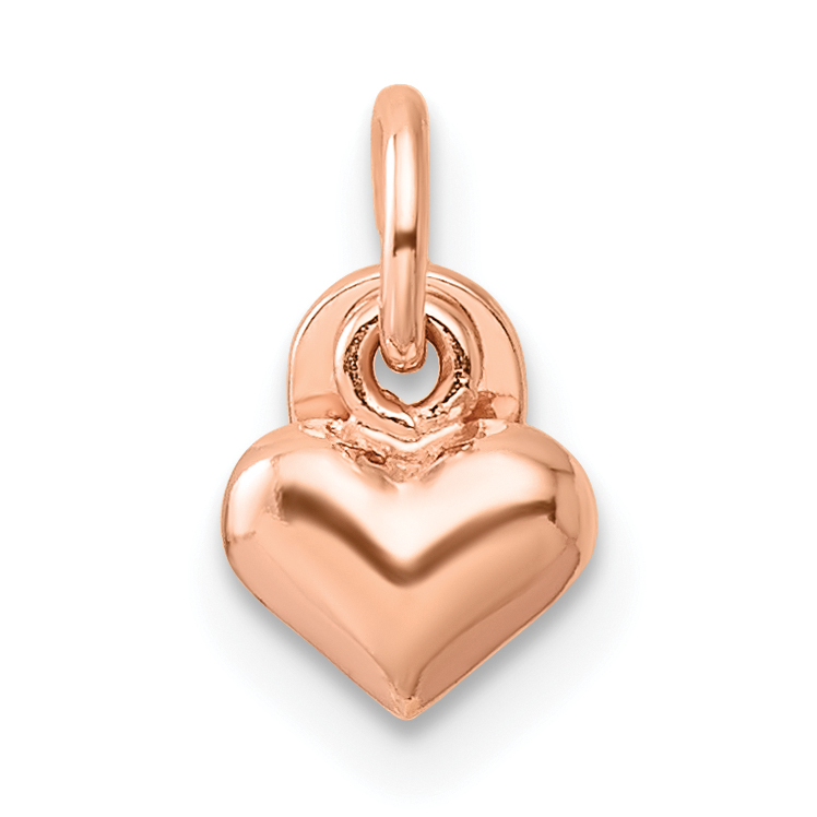 Sterling Silver Rose-tone Polished Puffed Heart Pendant (QC8465RP)