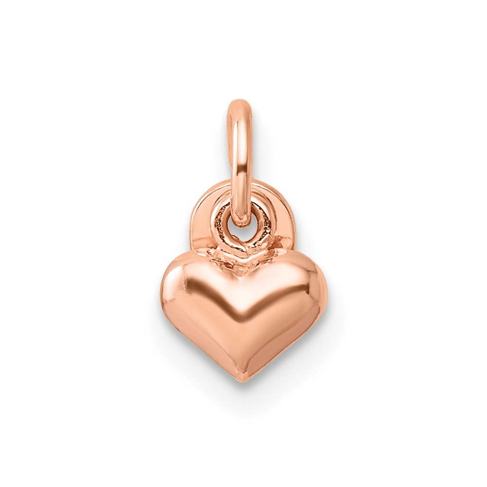 Sterling Silver Rose-tone Polished Puffed Heart Pendant (QC8465RP)