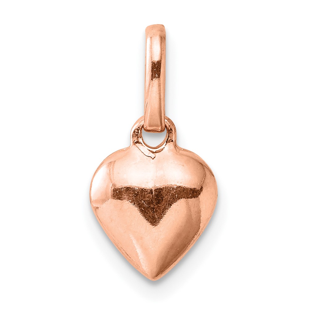 Sterling Silver Rose-tone Polished Puffed Heart Pendant (QC8466RP)