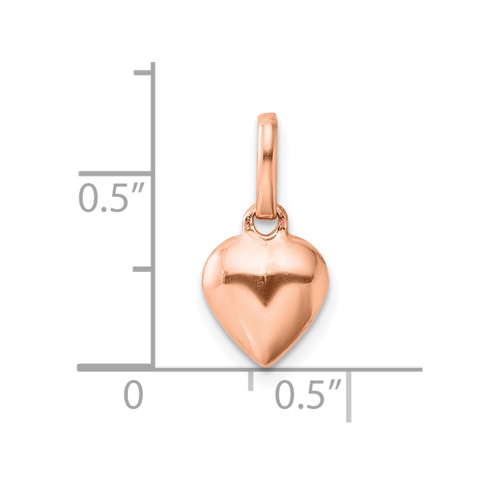Sterling Silver Rose-tone Polished Puffed Heart Pendant (QC8466RP)