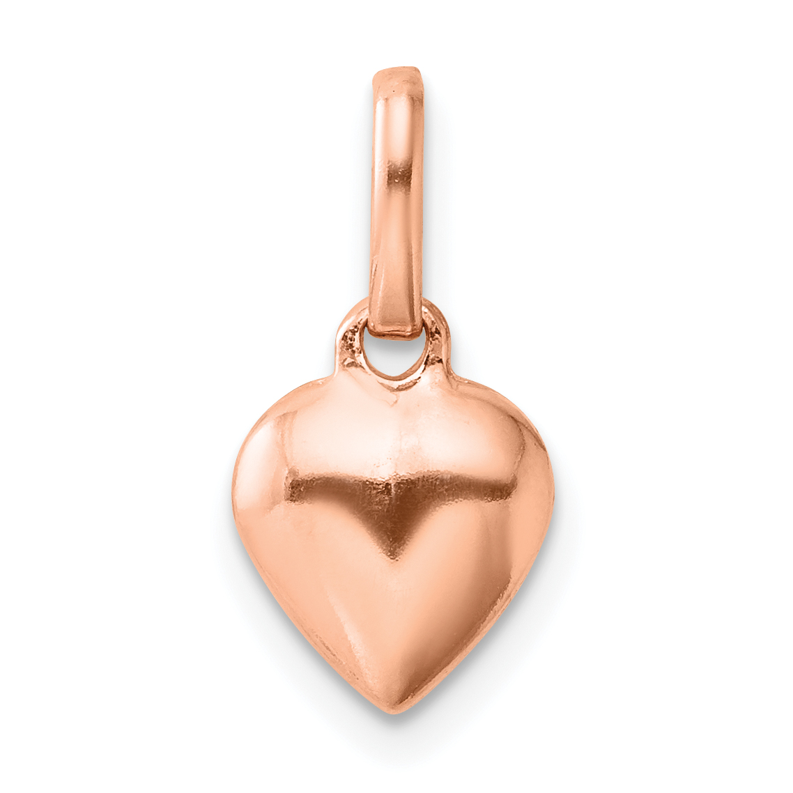 Sterling Silver Rose-tone Polished Puffed Heart Pendant (QC8466RP)