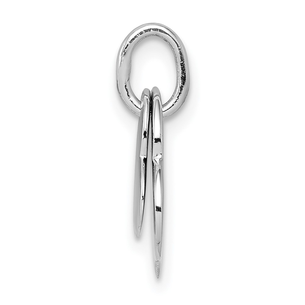 Sterling Silver Rhodium-plated satin and Polished Two Piece Heart Pendant (QC8468)