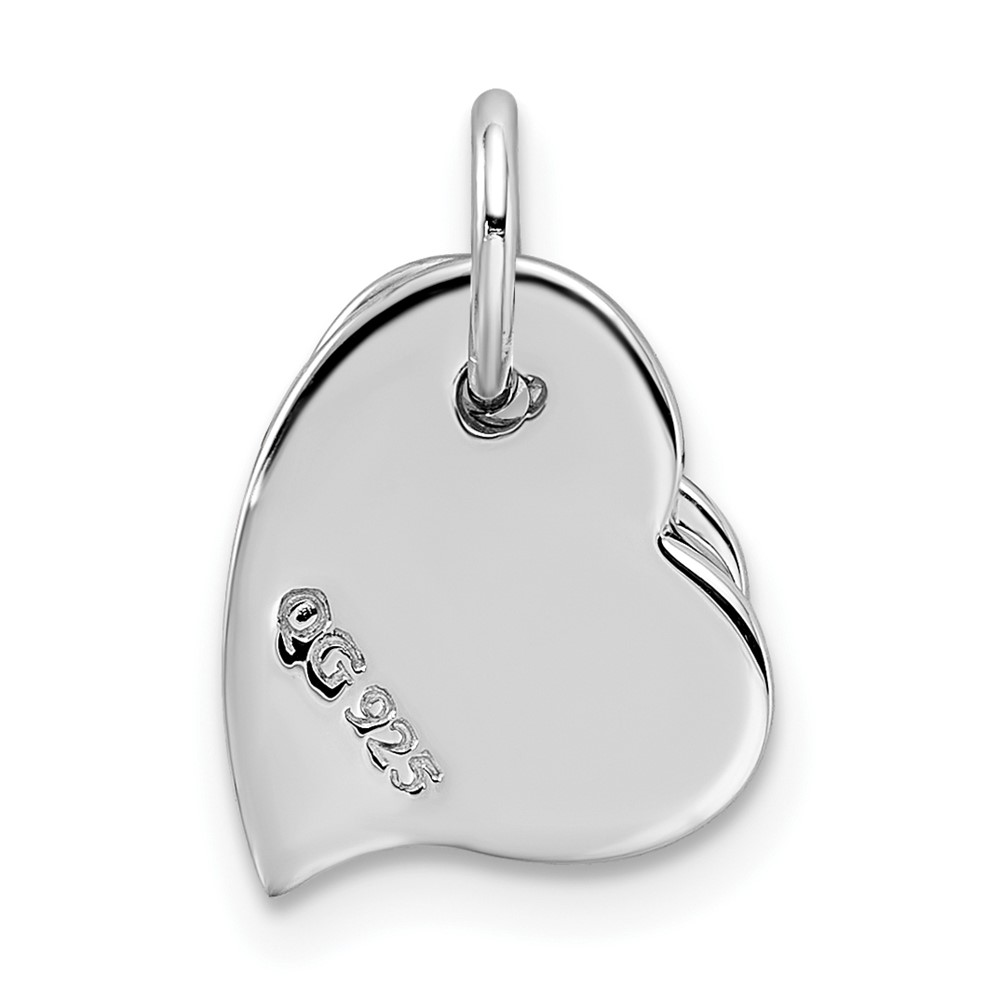 Sterling Silver Rhodium-plated satin and Polished Two Piece Heart Pendant (QC8468)