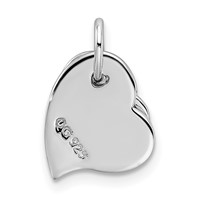 Sterling Silver Rhodium-plated Satin and Polished Two-Piece Heart Pendant view 3