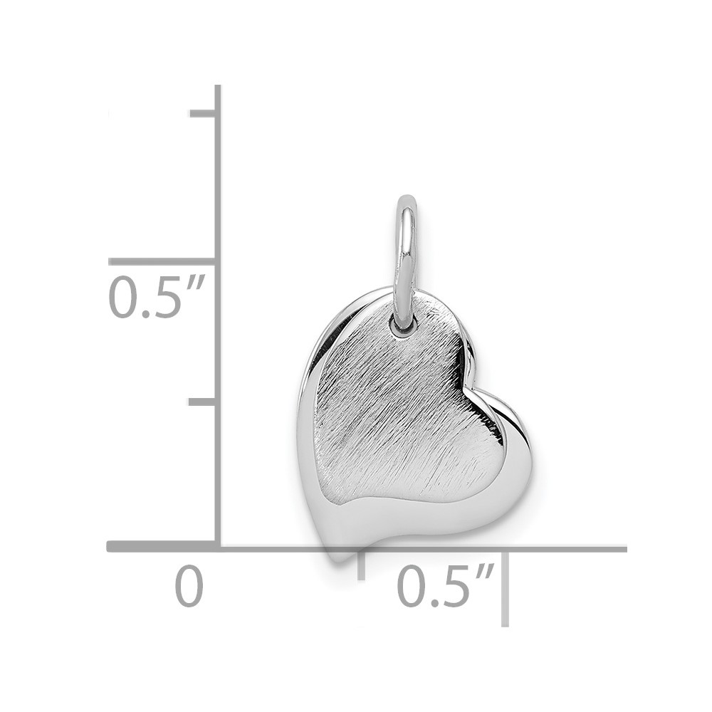 Sterling Silver Rhodium-plated satin and Polished Two Piece Heart Pendant (QC8468)