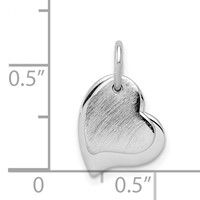 Sterling Silver Rhodium-plated Satin and Polished Two-Piece Heart Pendant view 4