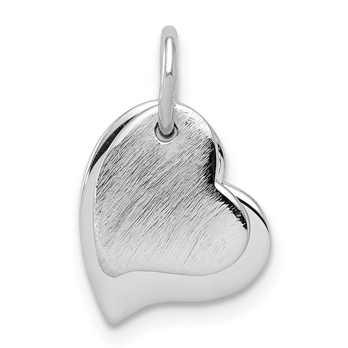 Sterling Silver Rhodium-plated satin and Polished Two Piece Heart Pendant (QC8468)