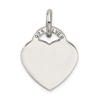 Sterling Silver Antiqued Polished I Love You Engravable 19mm Heart Pendant view 4