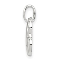 Sterling Silver Polished Diamond Offset Heart Pendant view 2