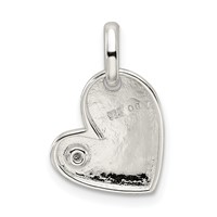 Sterling Silver Polished Diamond Offset Heart Pendant view 4